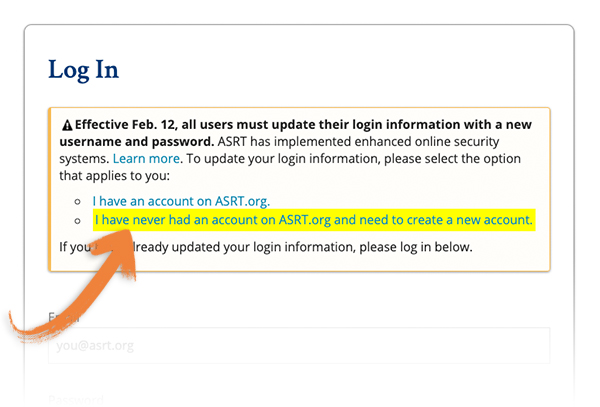 Create a new account selection